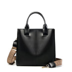 Full-Grain Leather Vertical Tote Bag  Minimalist Patchwork Shoulder Bag for Everyday Use