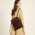 2026 New Leather Backpack Women's British Collegiate School Bag College Student Retro Computer Simple Cowhide Backpack