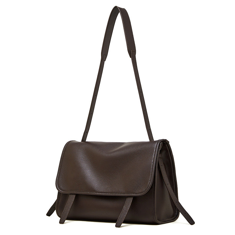 Large Full-Grain Leather Shoulder Tote Bag  Casual Travel Handbag for Everyday Use
