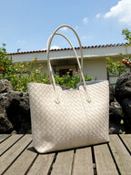 Large Woven Leather Tote Bag  Soft Minimalist Shoulder Bag for Everyday Use
