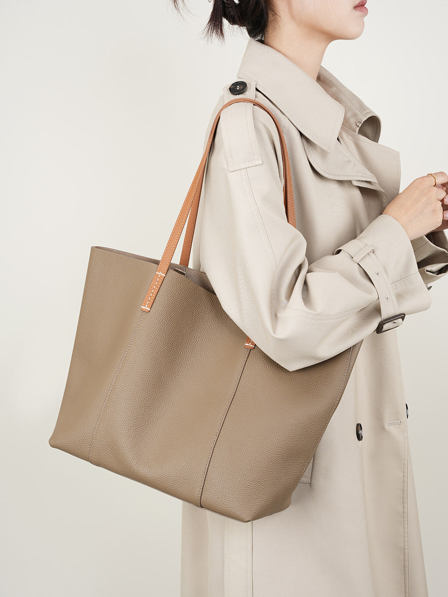 Minimalist Full-Grain Leather Tote Bag  Large Everyday Carryall for Work & Daily Use
