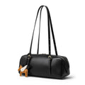 Unisex Full-Grain Leather Shoulder Bag  Minimalist Zipper Bag for Everyday Use