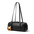 Unisex Full-Grain Leather Shoulder Bag  Minimalist Zipper Bag for Everyday Use