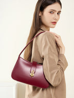 Minimalist Leather Shoulder Bag with Lock  Elegant Underarm Bag for Everyday Use