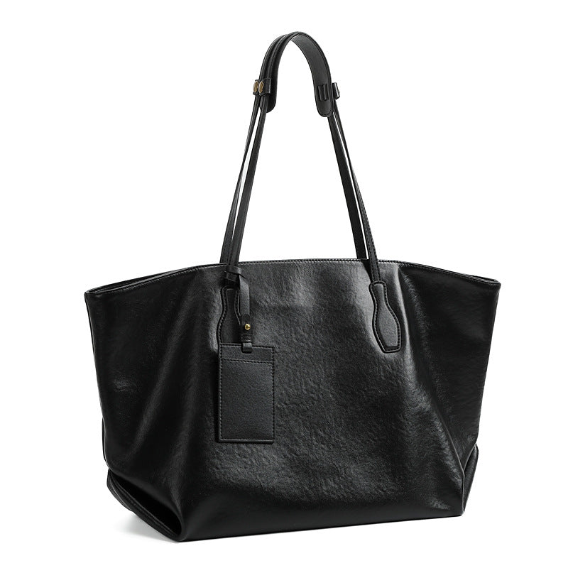 XL Vegetable-Tanned Leather Tote Bag  Large Weekender Carryall with Zipper