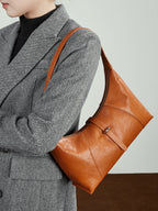 Large Leather Hobo Bag  Slouchy Shoulder Bag with Zipper for Everyday Use