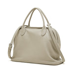 Full-Grain Leather Bowling Bag  Minimalist Everyday Shoulder Handbag