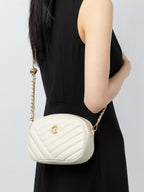Quilted Leather Shoulder Bag  Minimalist Everyday Crossbody Bag