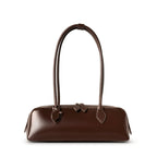 Large Leather Baguette Bag  Vintage Street Style Handbag for Everyday Use