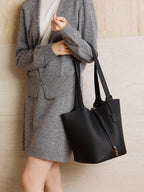 XL Full-Grain Leather Bucket Bag  Large Capacity Travel Carryall Tote